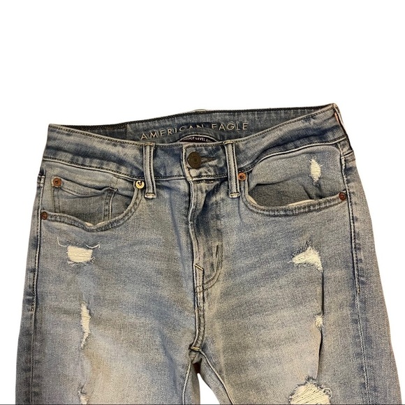 American Eagle Faded Distressed Ripped Skinny High Rise Next Level Flex Jeans - Picture 3 of 9